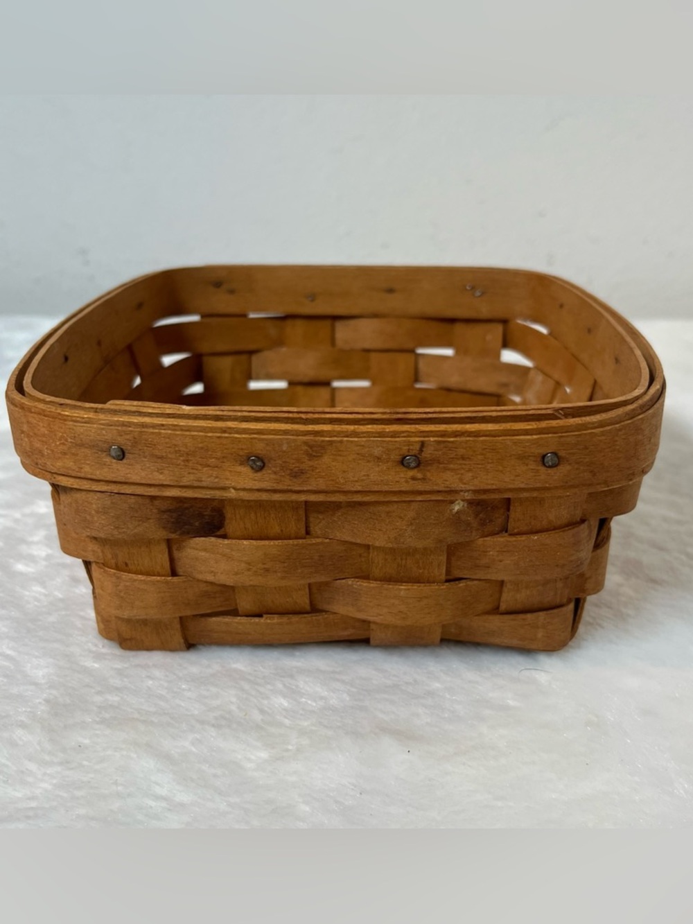 Longaberger 1995 Small Square Basket Handwoven Ohio Cottagecore Homestead Farm